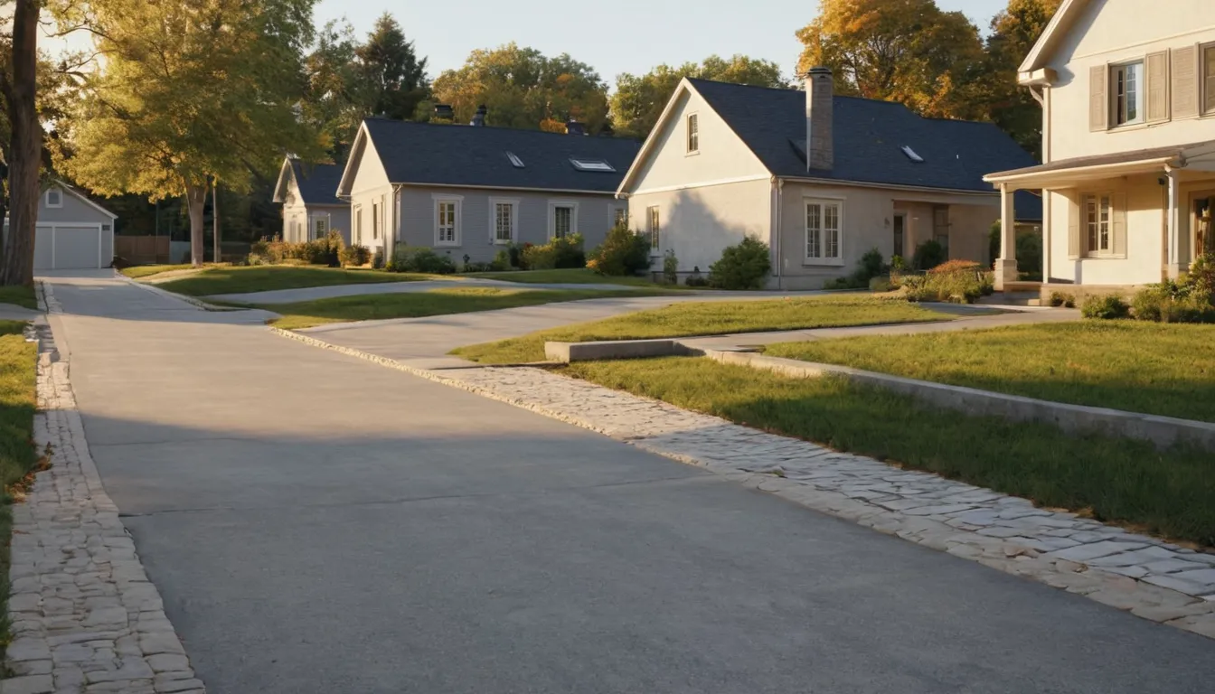 A neighborhood street in Agawam Town with a new concrete driveway